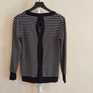 Eight18 Stripe Sweater M Black White Criss Corss Back Nautical Classic Staple